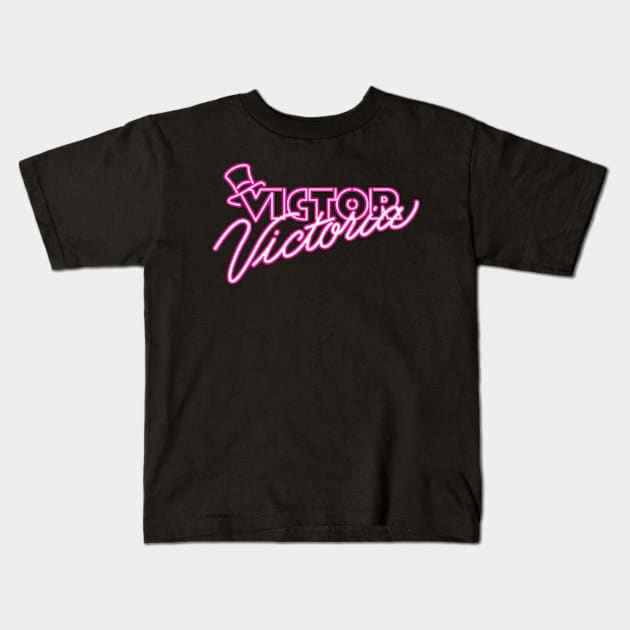 Victor Victoria Neon Sign Kids T-Shirt by baranskini